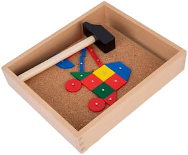Adena Montessori Wooden Hammer and Nail Pegboard Puzzle
