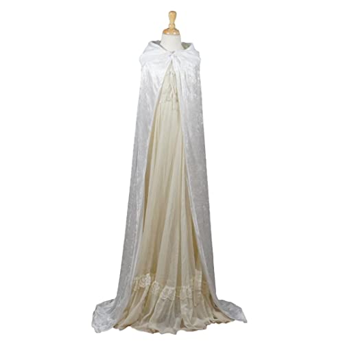 White Crushed Velvet Hooded Cape for All Ages