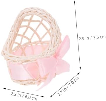 SUPVOX Mini Wicker Flower Basket for Dollhouse Decor