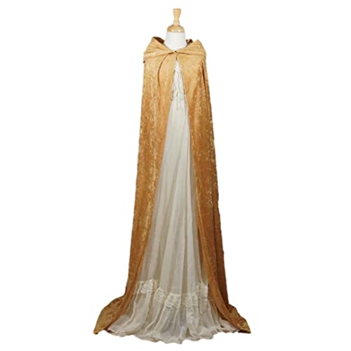 Gold Crushed Velvet Full Length Hooded Cape for All Ages