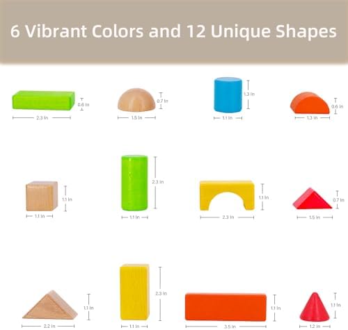 ZONXIE 80pcs Wooden Stacking Blocks for Toddlers 1
