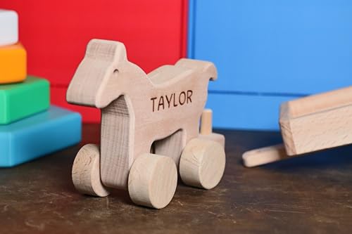 Personalized Wooden Tractor Push Toy for Baby Shower or Christmas
