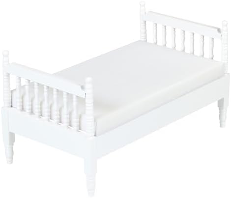 Inusitus Mini Bed Set for 6 Inch Dolls Blue Linen Wooden Frame