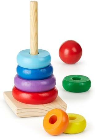 Melissa Doug Rainbow Stacker Wooden Rings Toy