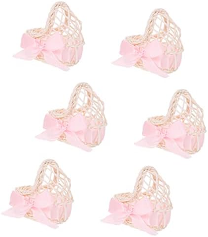 BESPORTBLE 6pcs Mini Wicker Doll Baskets with Handles 1