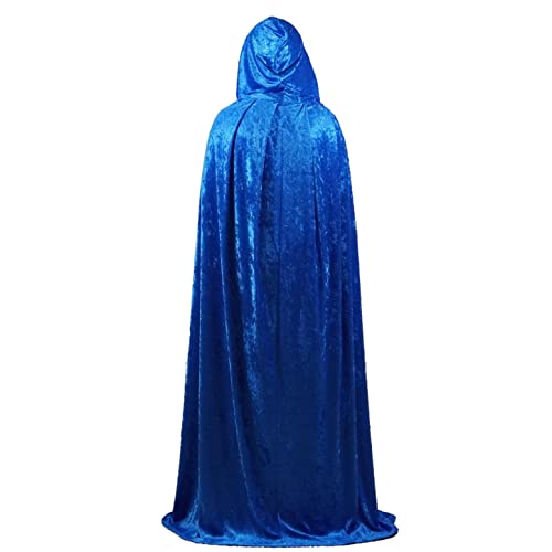 Blue Crushed Velvet Hooded Cape for All Ages