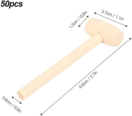 50 Pcs Mini Wooden Hammers for Kids and DIY