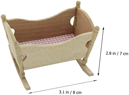 Mini Wooden Cradle Model for Dollhouse Decor