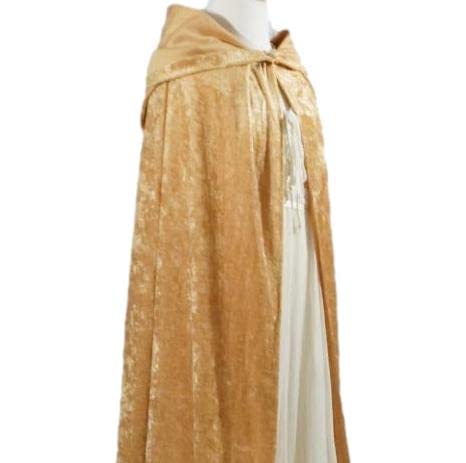 Gold Crushed Velvet Full Length Hooded Cape for All Ages