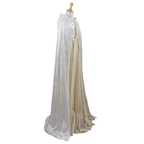 White Crushed Velvet Hooded Cape for All Ages