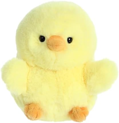 Aurora Round Rolly Pet Chickadee Stuffed Animal - Yellow 5 Inches 1