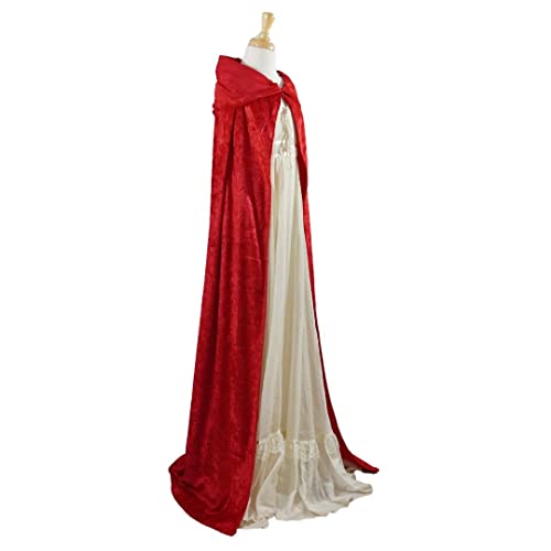 Red Crushed Velvet Hooded Cape for All Ages