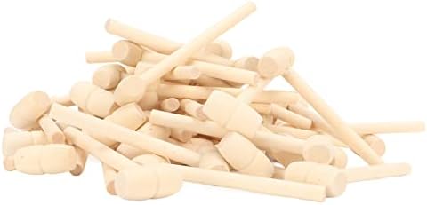50 Pcs Mini Wooden Hammers for Kids and DIY