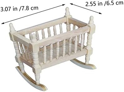 Wakauto 112 Scale Wooden Baby Cradle Miniature Decor