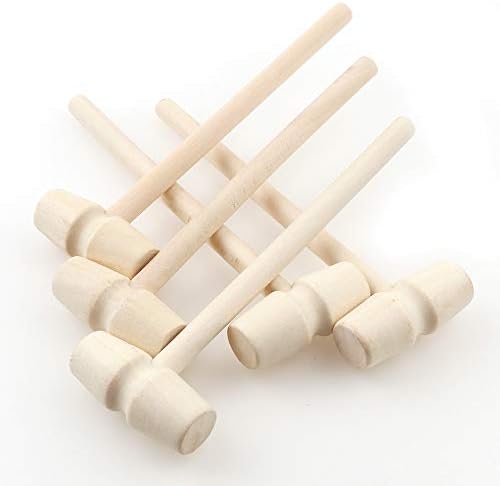 12Pcs Mini Wooden Hammer Toy for Kids and DIY