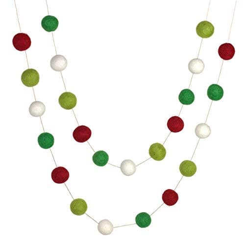 Christmas Felt Garland - 1 Balls - RedKellyLimeWhite