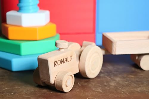 Personalized Wooden Tractor Push Toy for Baby Shower or Christmas