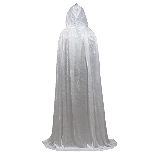 White Crushed Velvet Hooded Cape for All Ages