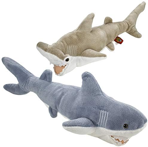 Bedwina Stuffed Animal Sharks - Pack of 2 14 Mako 13 Hammerhead Plush Toys