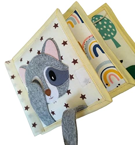 Handmade Raccoon Quiet Baby Book with Animals and Fruits 1