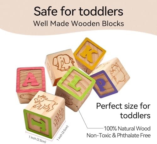 GIRAVO Rainbow ABC Wooden Stacking Blocks 26 Pcs
