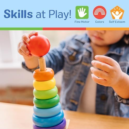 Melissa Doug Rainbow Stacker Wooden Rings Toy