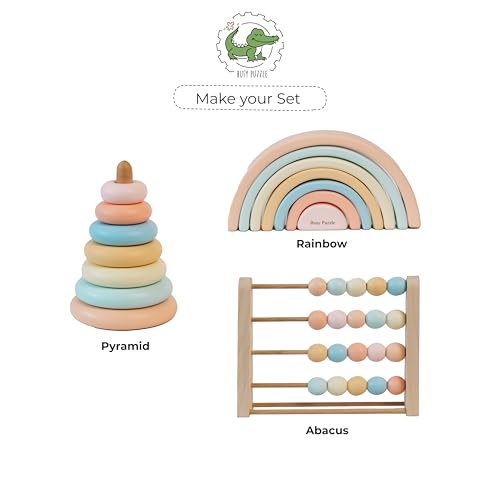 Montessori Wooden Pyramid Rainbow Stacking Toy