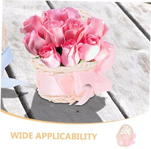 LIOOBO Mini Wicker Flower Basket for Dollhouse Decor