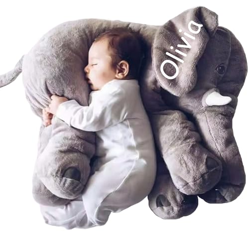 Personalized Plush Elephant Pillow with Name Embroidered