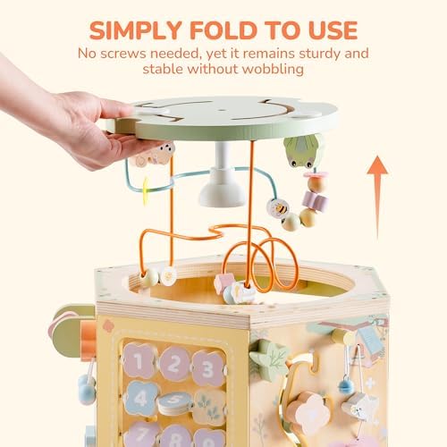 ROBUD Wooden Activity Cube 13-in-1 Montessori Toy for Toddlers