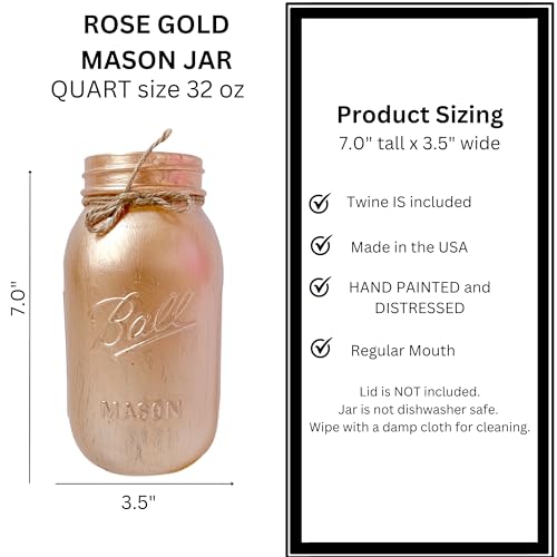 Rose Gold Mason Jars Centerpieces Quart 32 oz