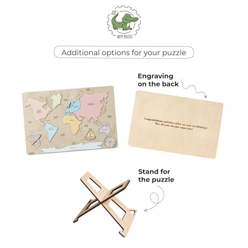 Montessori Wooden World Map Puzzle for Kids