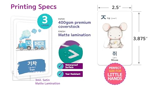 Stellarsol 2 Pack Korean Alphabet Flashcards for Toddlers