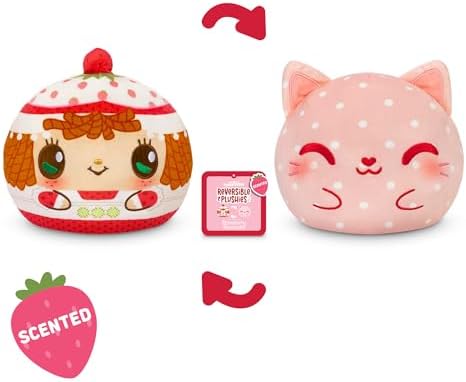 TeeTurtle Strawberry Shortcake Reversible Plushie - Cute Kawaii 6 Inch Scented Toy