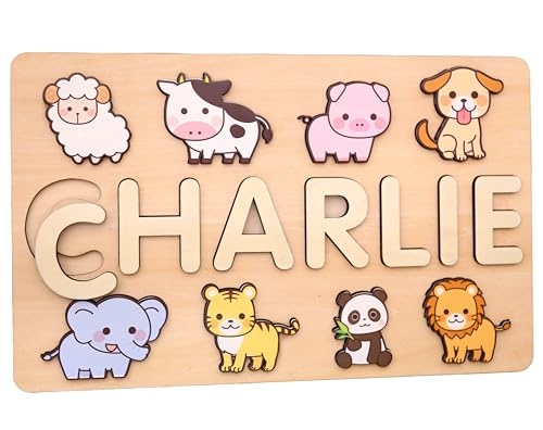 Vnque Personalized Wooden Name Puzzles for Kids