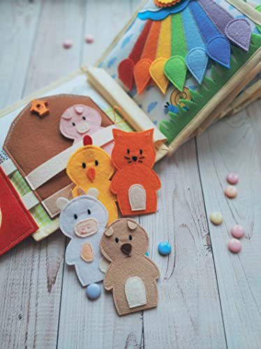Handmade Animals Quiet Baby Book with Felt Puppets