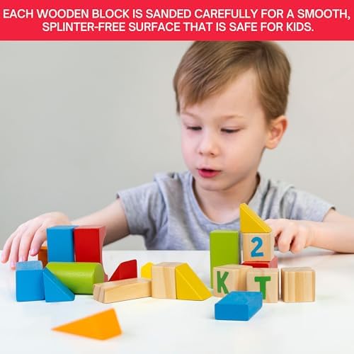 Alphabet Number Wooden Stacking Blocks Set for Toddlers