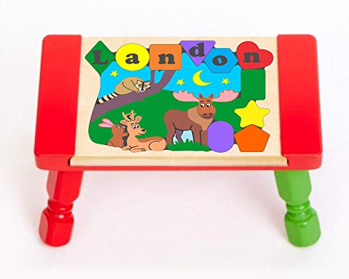 Personalized Name Forest Animals Puzzle Stool