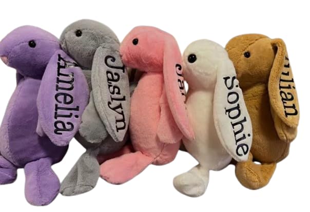 Personalized Bunny Rabbit Plush - Custom Name on Ear - 10 Soft Toy