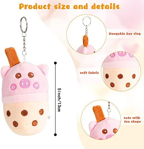 Skylety 8 Pieces 5 Inch Milk Tea Plush Toys Keychain