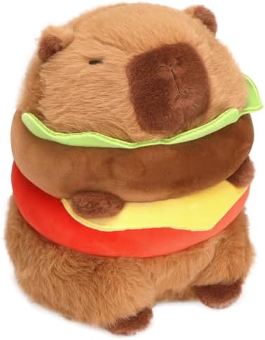 Hamburger Loving Capybara Plush Toy - 95 Inch