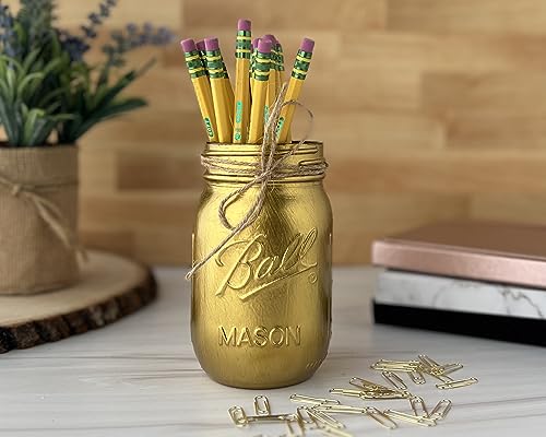 Gold Painted Mason Jar Centerpiece Decor