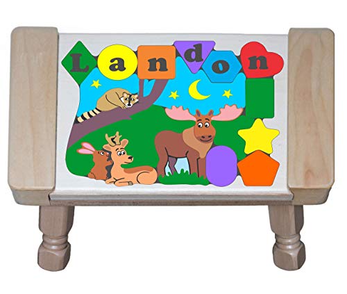 Personalized Name Forest Animals Puzzle Stool