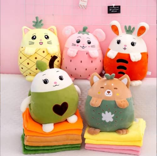 YUDONG Kids Fruit Plush Travel Pillow and Blanket Set