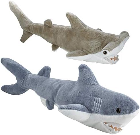 Bedwina Stuffed Animal Sharks - Pack of 2 14 Mako 13 Hammerhead Plush Toys