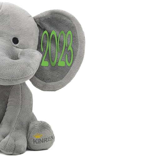 Personalized Elephant Stuffed Animal - Gray 9 Inches Merry Christmas 2023