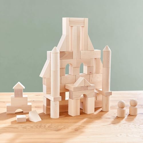 HABA 60 Piece Wooden Building Blocks for Ages 1-8