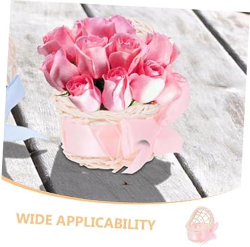SUPVOX Mini Wicker Flower Basket for Dollhouse Decor