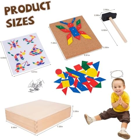 Adena Montessori Wooden Hammer and Nail Pegboard Puzzle