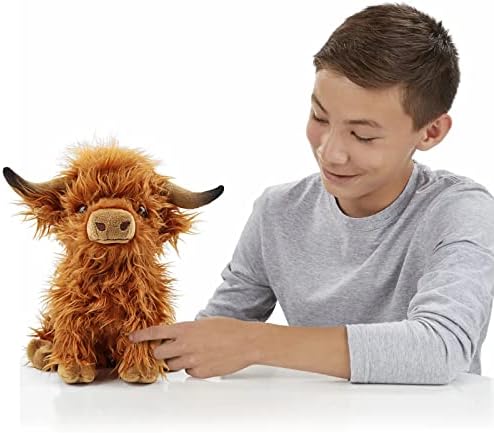 Gluutoyashop Scottish Highland Cow Plush Toy Brown 11 in